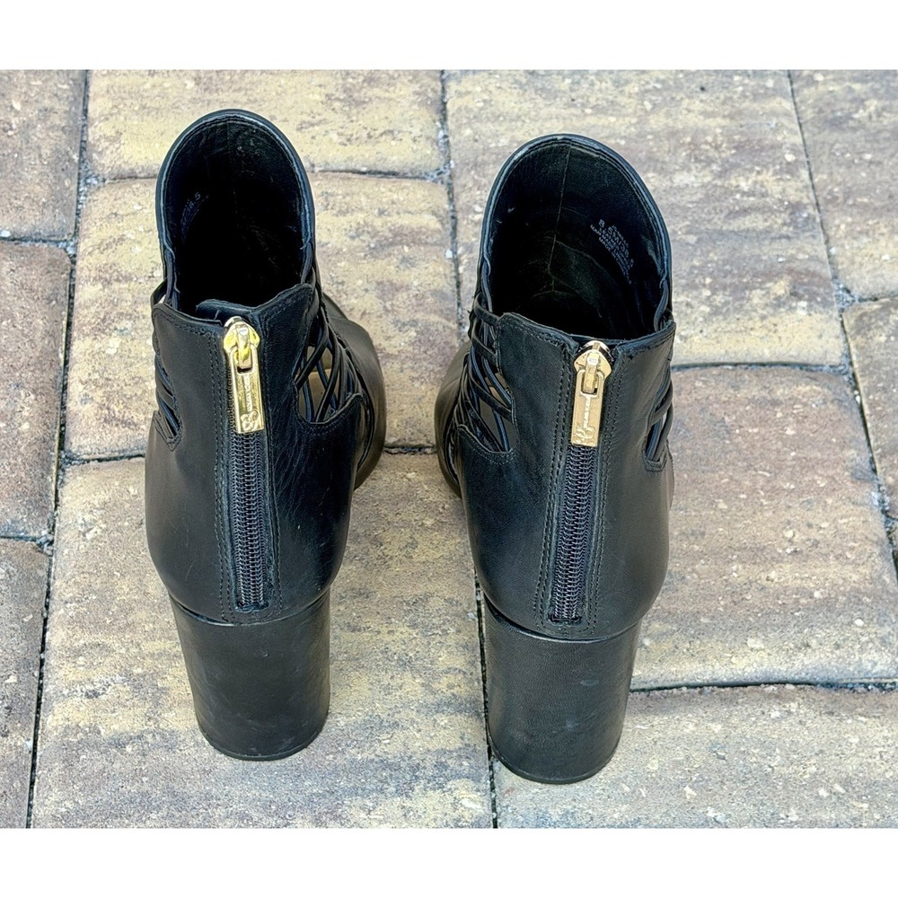 Jessica Simpson Peep-toe Block Heel Size 8.5 Leather Black - Picture 5 of 7
